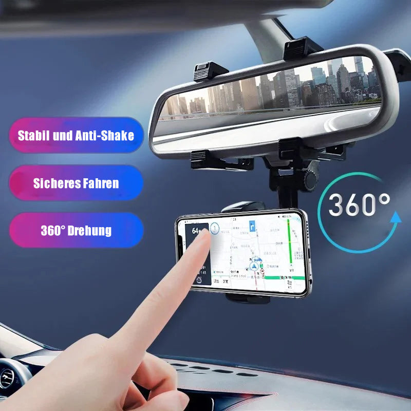 Universal Car Phone Mount Adjustable Rear View Mirror Holder
