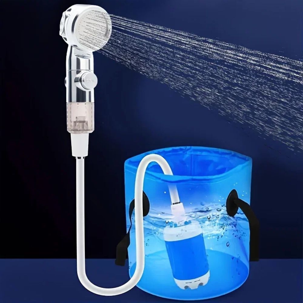Compact Shower Head with Rechargeable USB Water Pump - Luxicro