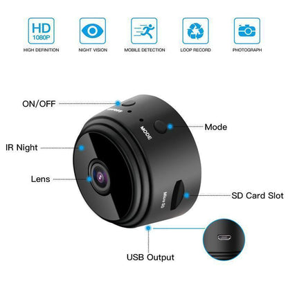 Compact WiFi Mini Security Camera 1080p