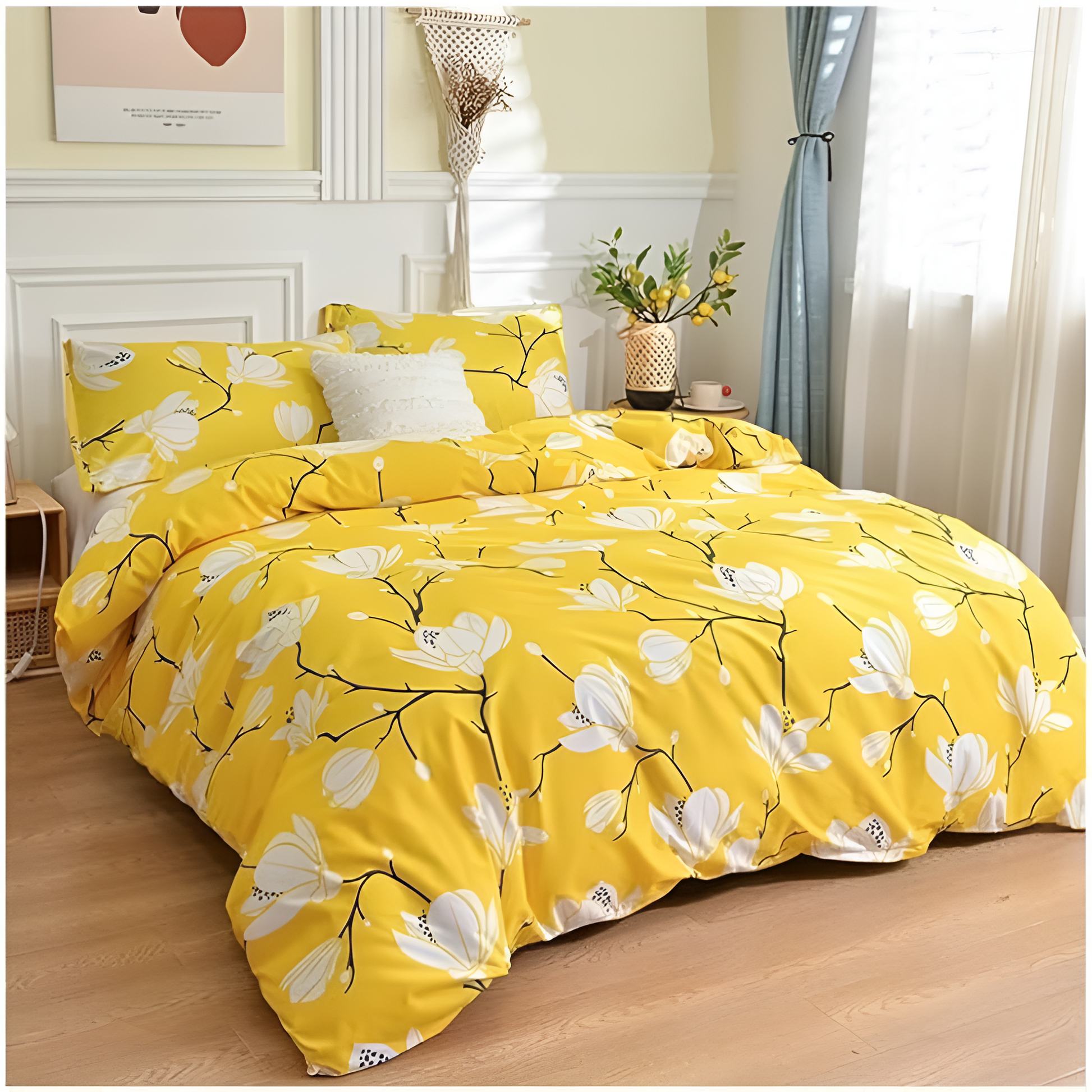 Bright Floral 3 Piece Bedding Sets - Luxicro