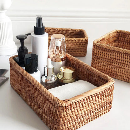 Natural Woven Rectangular Storage Basket - Luxicro