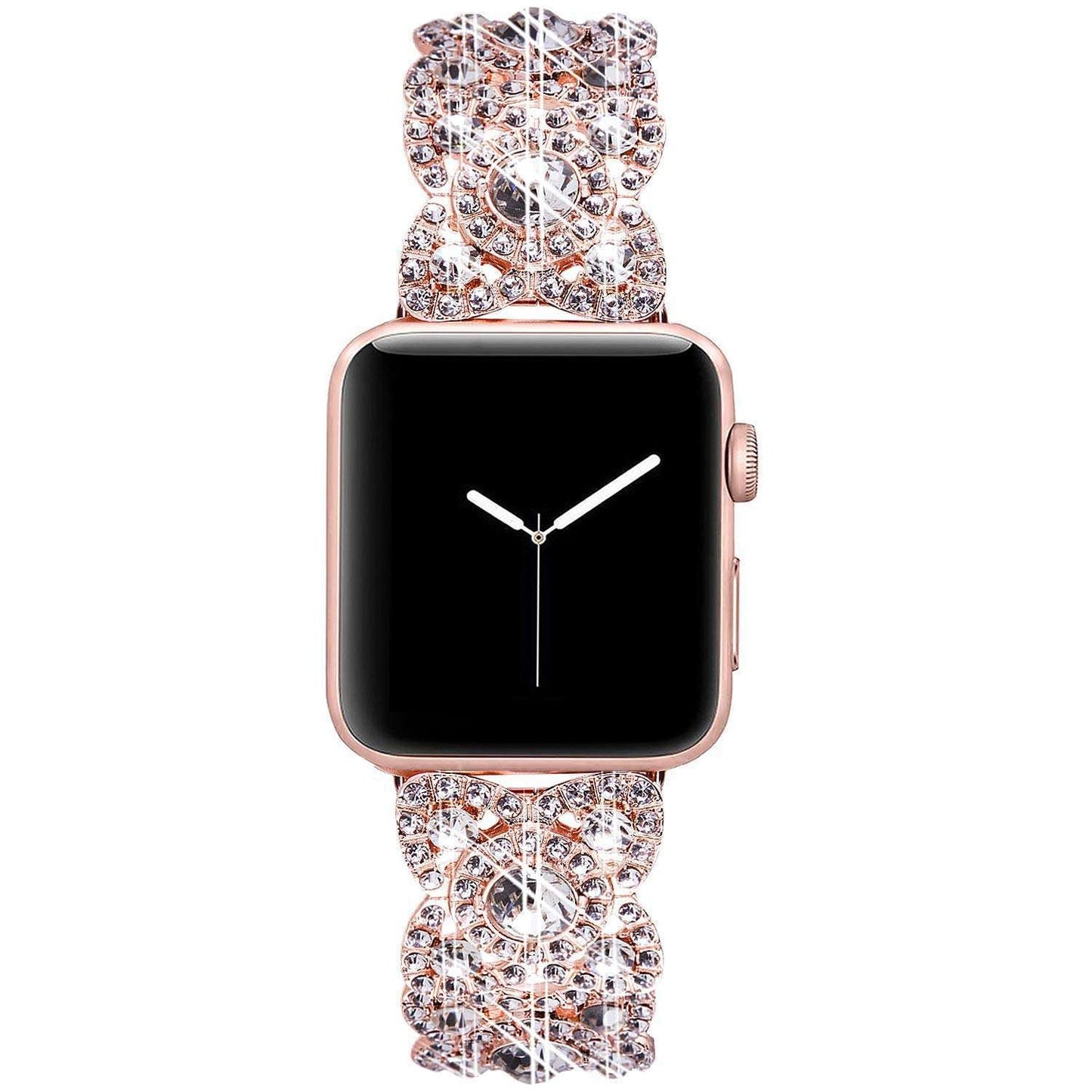 Blinged Floral Stainless Steel Apple Watch Band