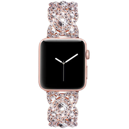 Blinged Floral Stainless Steel Apple Watch Band