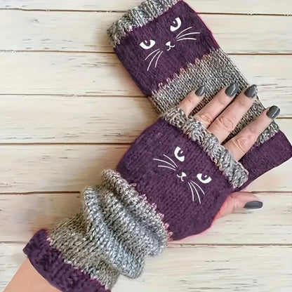 Cozy Kitty Design Touchscreen Gloves