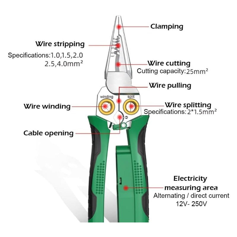 Compact Wire Stripper with Built-In Voltage Tester