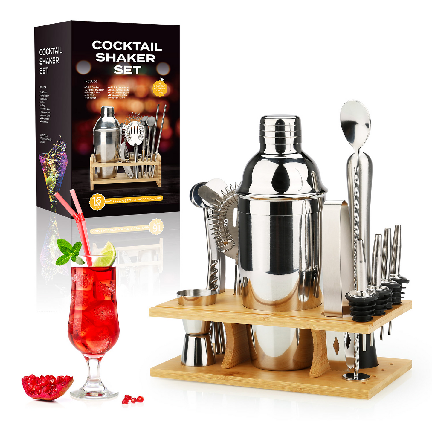 Premium Bar Essentials Kit - Home Cocktail Mixer Set - Luxicro