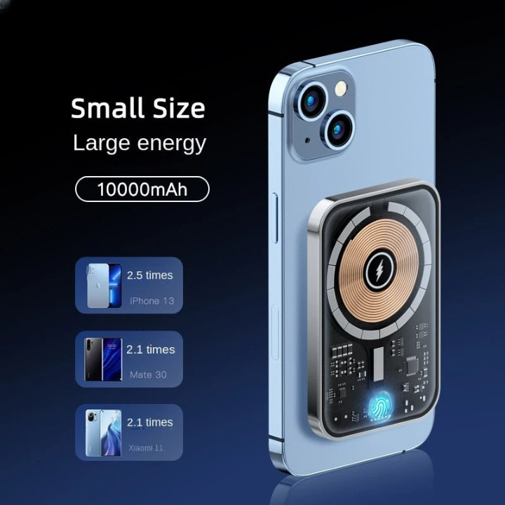 Clear Compact Portable Wireless Charging Bank