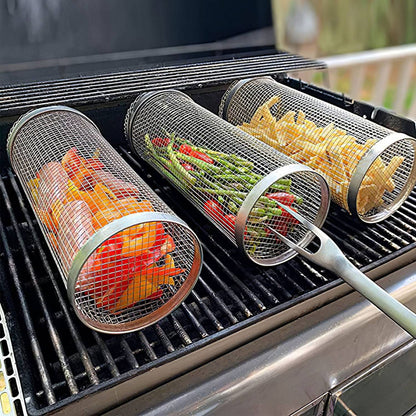 Space Saving 2 Piece Portable Round Gas Grill Set