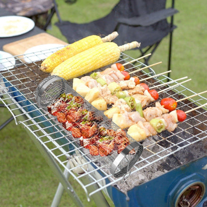 Space Saving 2 Piece Portable Round Gas Grill Set