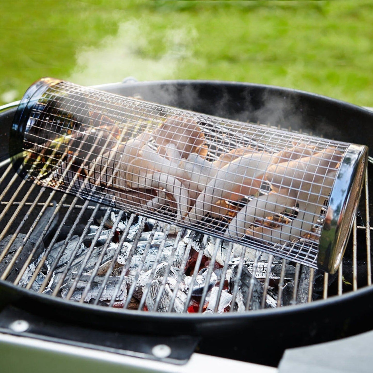 Space Saving 2 Piece Portable Round Gas Grill Set
