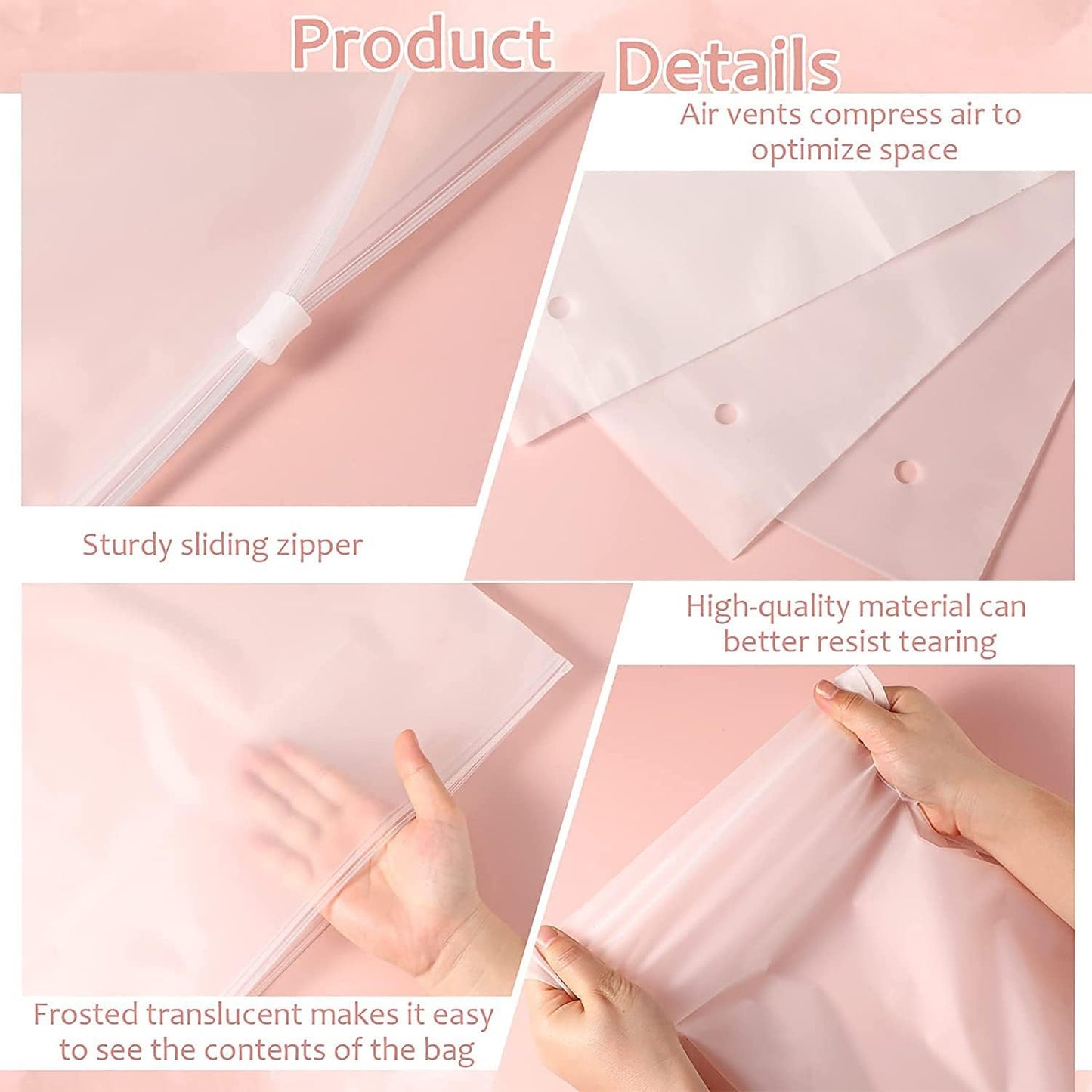 Clear Reusable Storage Bags - 20 Pack Plastic Bags
