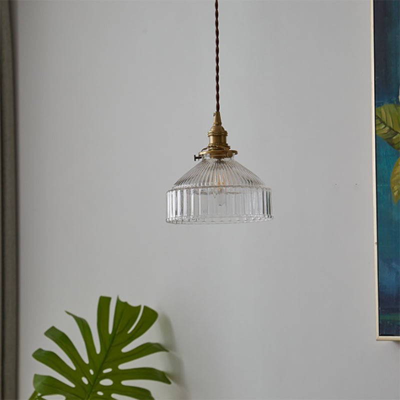 Rustic Metal Pendant Lighting - Antique Glass Lamp