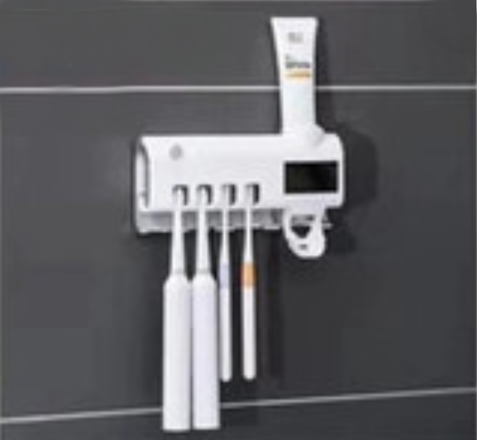 Compact UV Toothbrush Sanitizer with Auto Toothpaste Dispenser