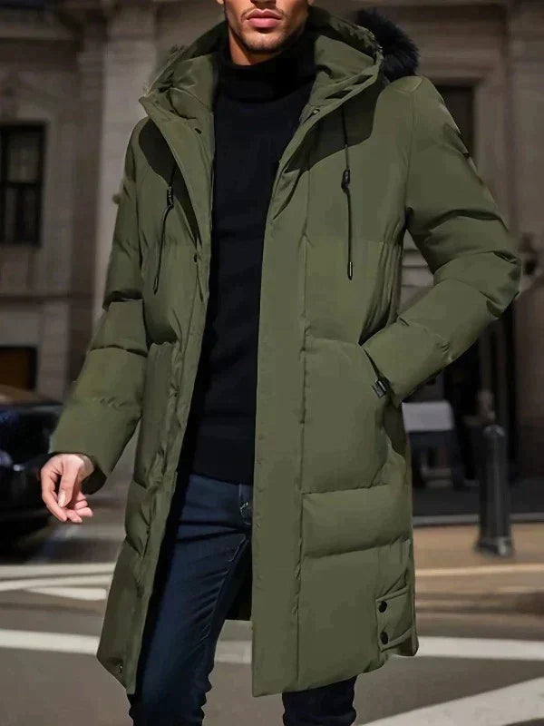 Warm Insulated Mens Parka Coat - Waterproof Long Padded