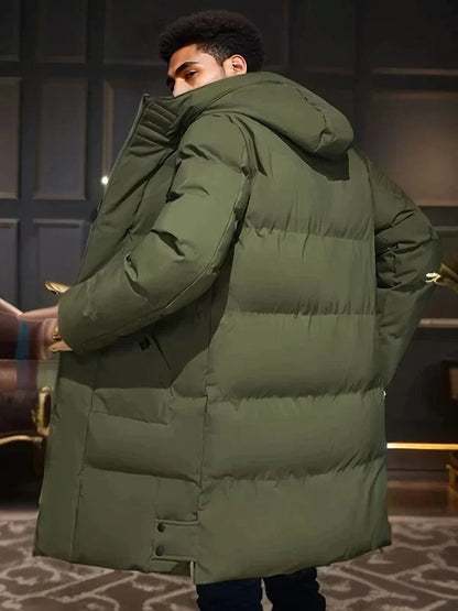 Warm Insulated Mens Parka Coat - Waterproof Long Padded