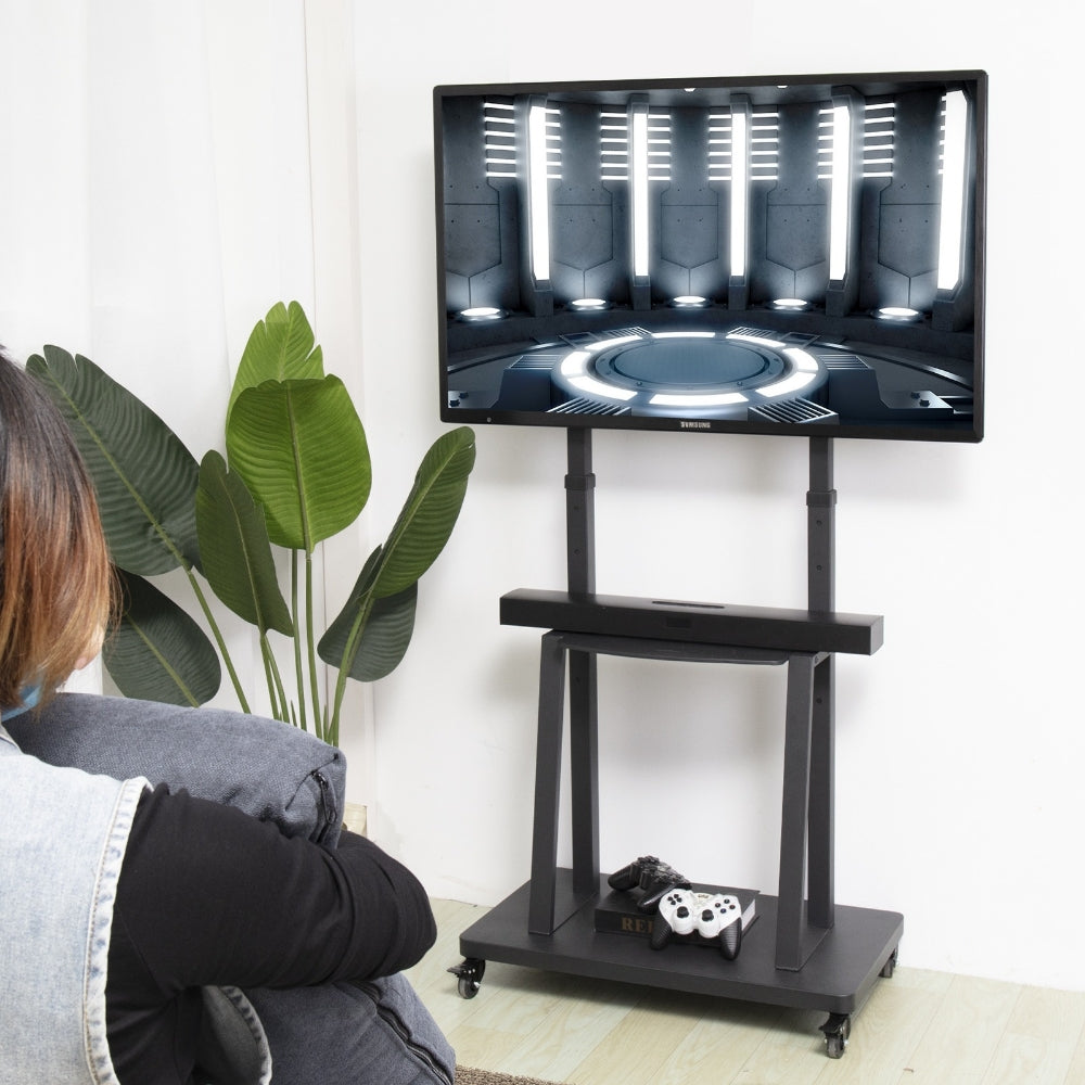 Adjustable Mobile TV Cart with Locking Wheels - Luxicro