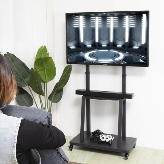 Adjustable Mobile TV Cart with Locking Wheels - Luxicro