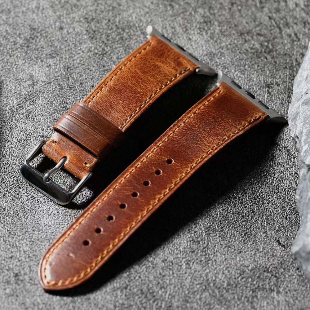 Classic Tan Leather Apple Watch Strap - Luxicro
