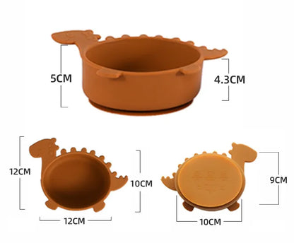 Cute Kids Dino Bowl with Grip Bottom