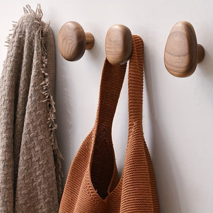 Traditional Wood Wall Hooks - Brown Wooden Coat Rack