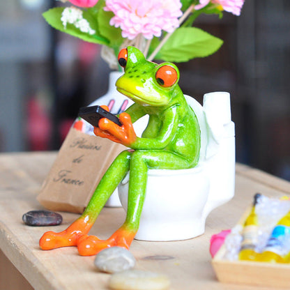 Colorful Garden Frog Figurine Decor