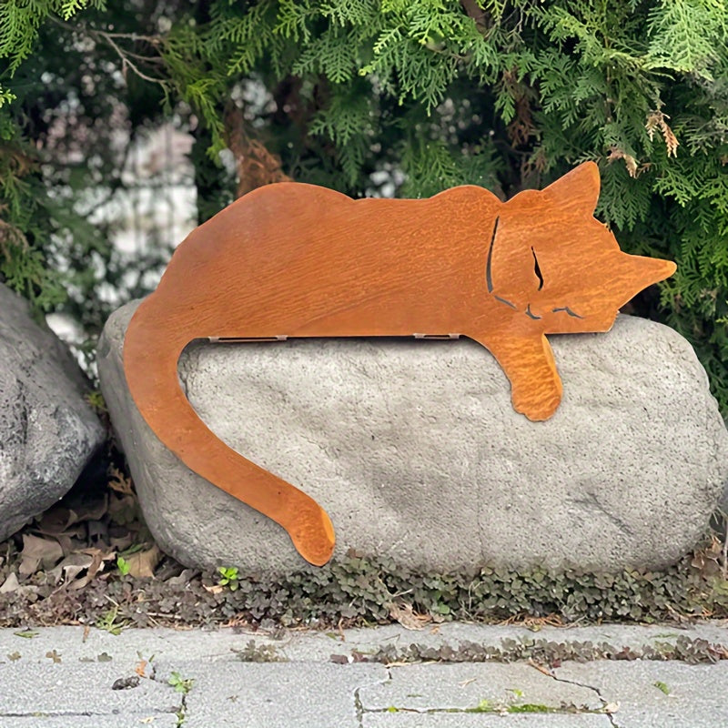 Outdoor Rustic Cat Statue Iron Garden Decoration - Luxicro