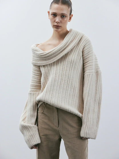 Soft Relaxed Fit Women's Cowl Neck Sweater - Luxicro