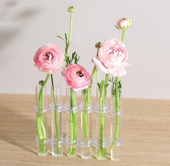 Flexible Flower Clear Glass Vase with Handles
