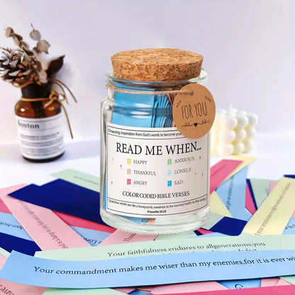 Inspirational Bible Quotes Jar | 67 Uplifting Color-Coded Verses