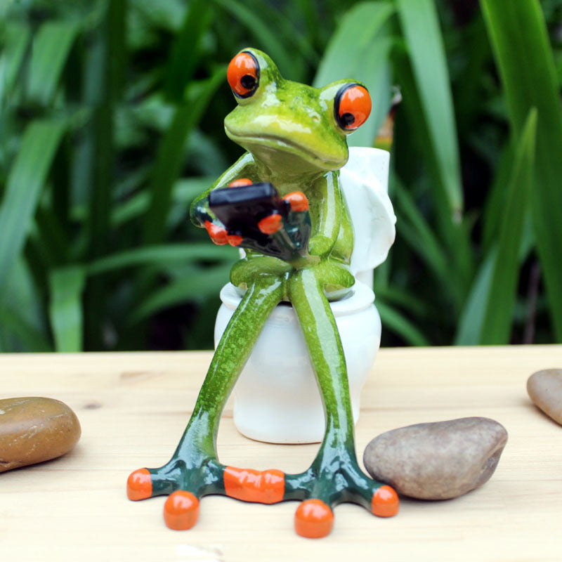 Colorful Garden Frog Figurine Decor