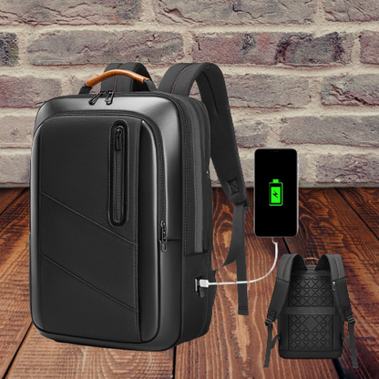 Water Resistant College Backpack with USB Charging Port - Luxicro