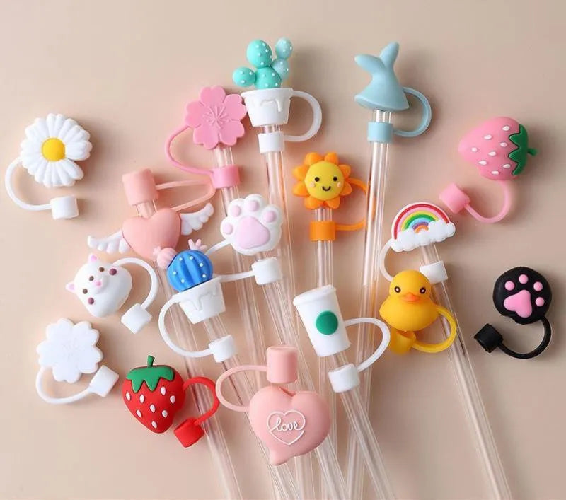 Colorful Silicone Straw Lid & Decorative Tops