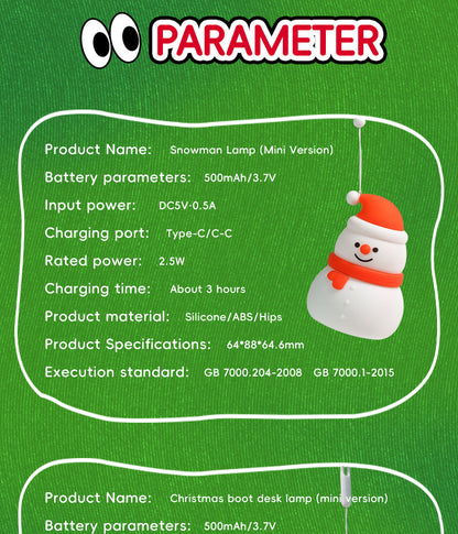 Fun Winter Silicone Snowman Table Lamp