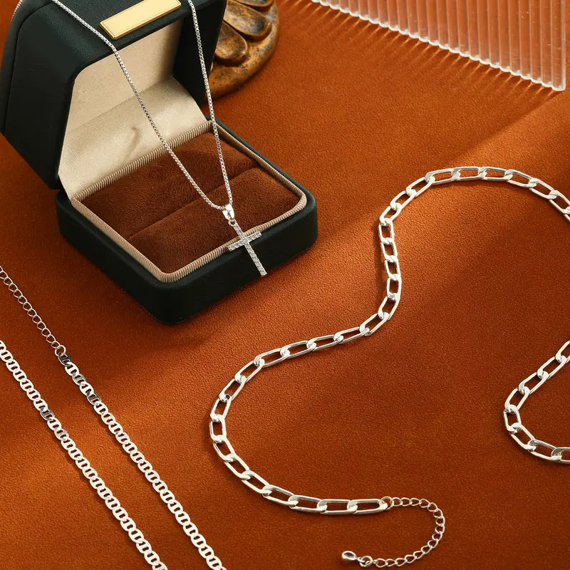 Luxury Cross Layered Necklace 3 Piece Set