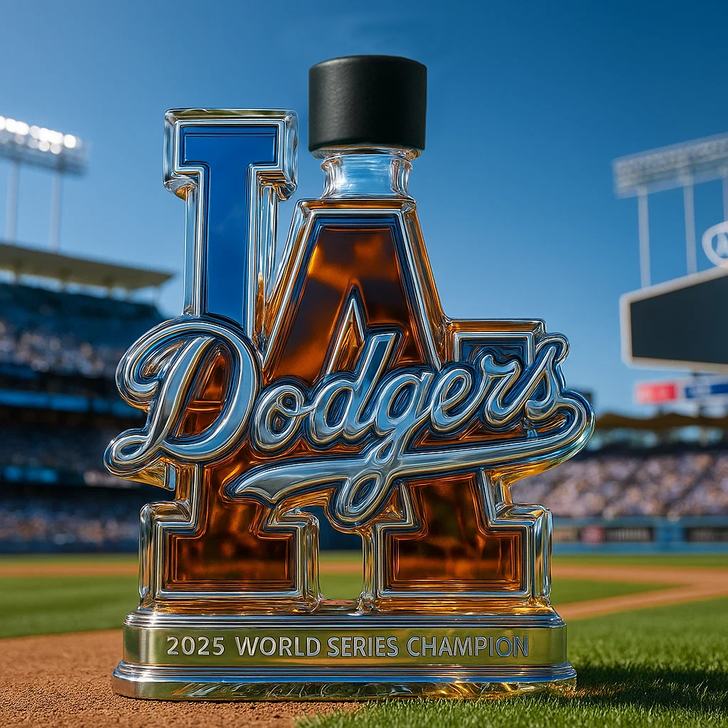 LA Dodgers 2025 World Series Champs Liquor Bottle