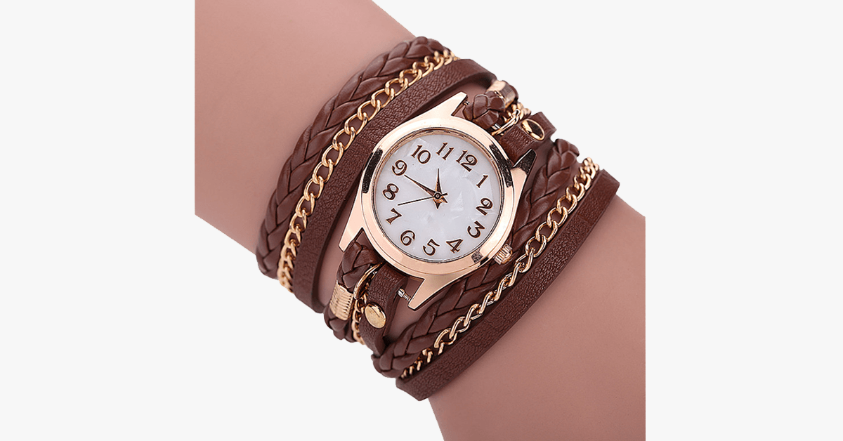 Luxury Gold Quartz Watch with Interchangeable Bands