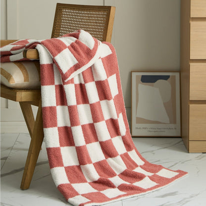 Plush Black White Knitted Throw Blanket