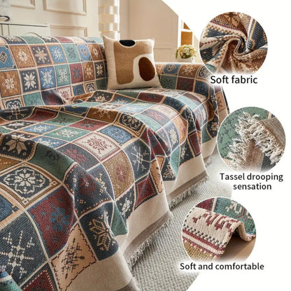 Cozy Bohemian Knit Sofa Slipcover