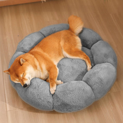 Cozy Pet Bed with Cute Floral Design & Removable Cover