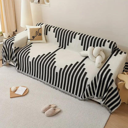Stylish Black White Fern Couch Cover