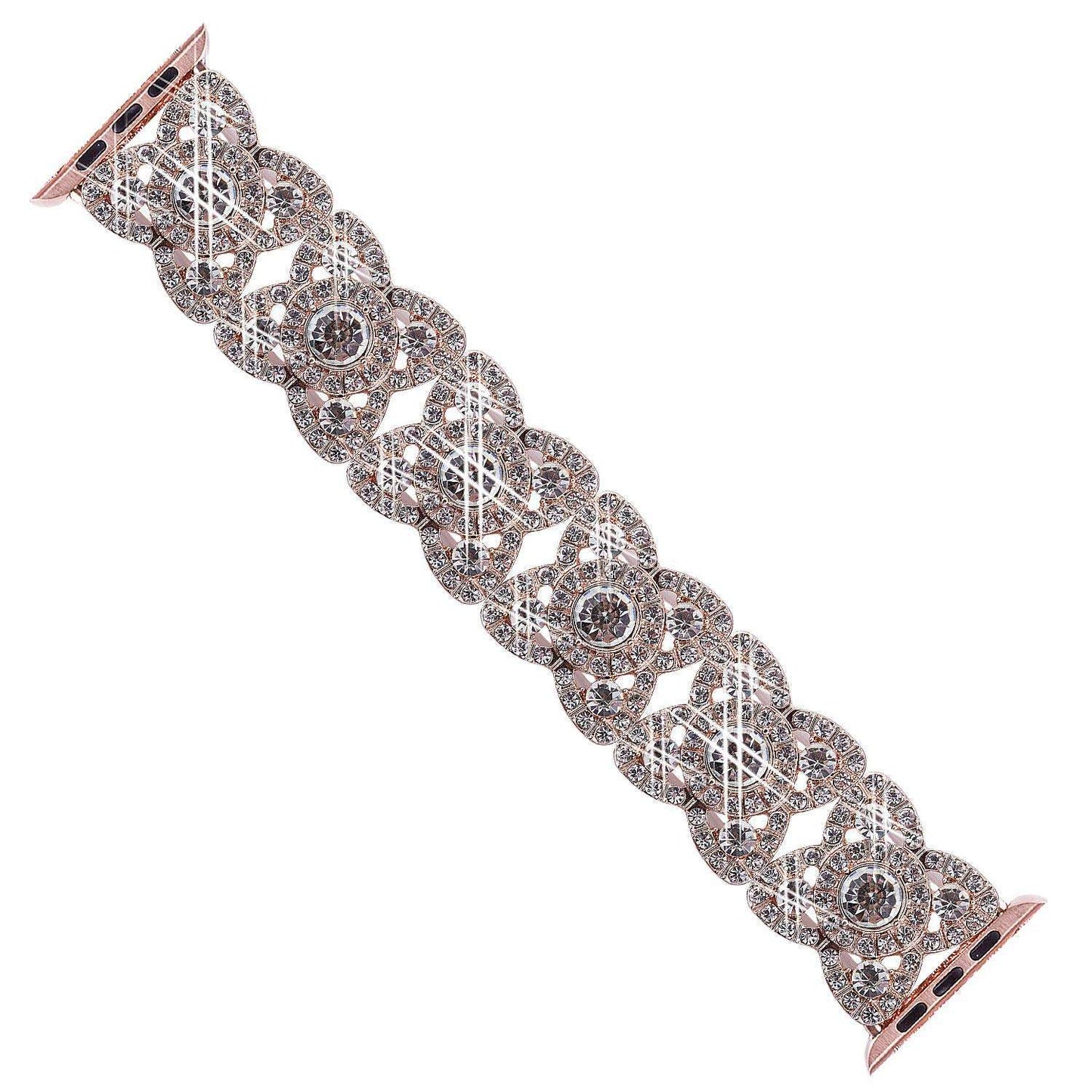 Blinged Floral Stainless Steel Apple Watch Band