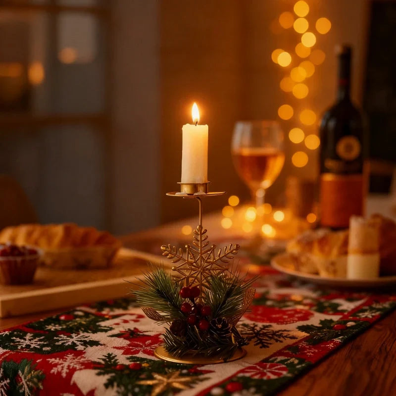 Warm Festive Metal Candle Holder
