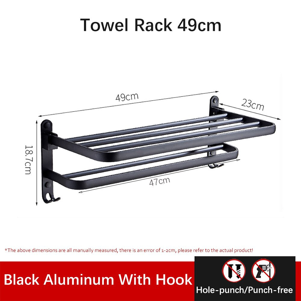 Compact Wall Mount Folding Towel Holder