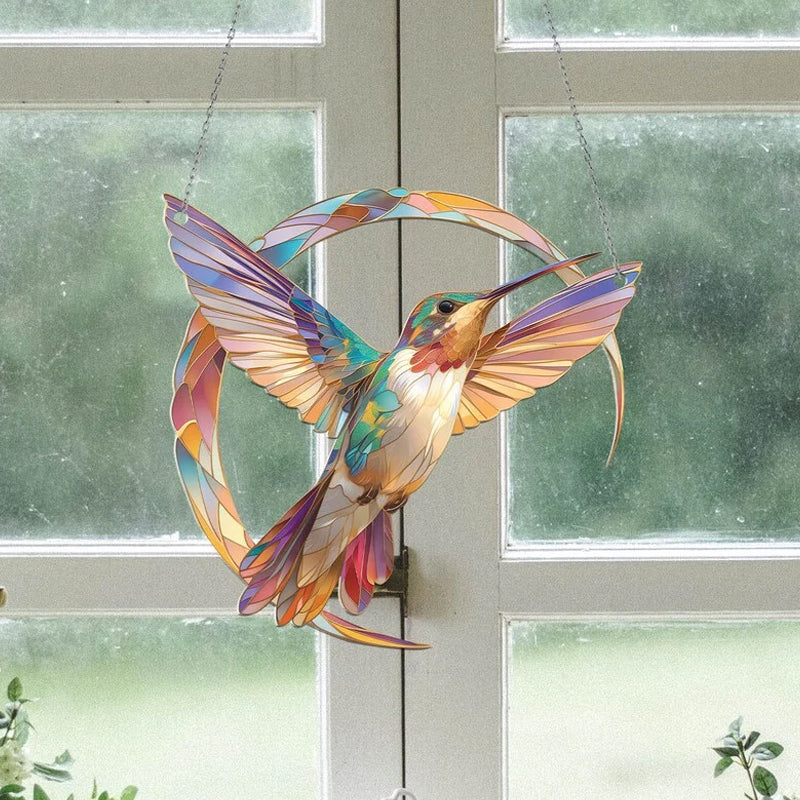Vibrant Stained Glass Window Hanging Decoration