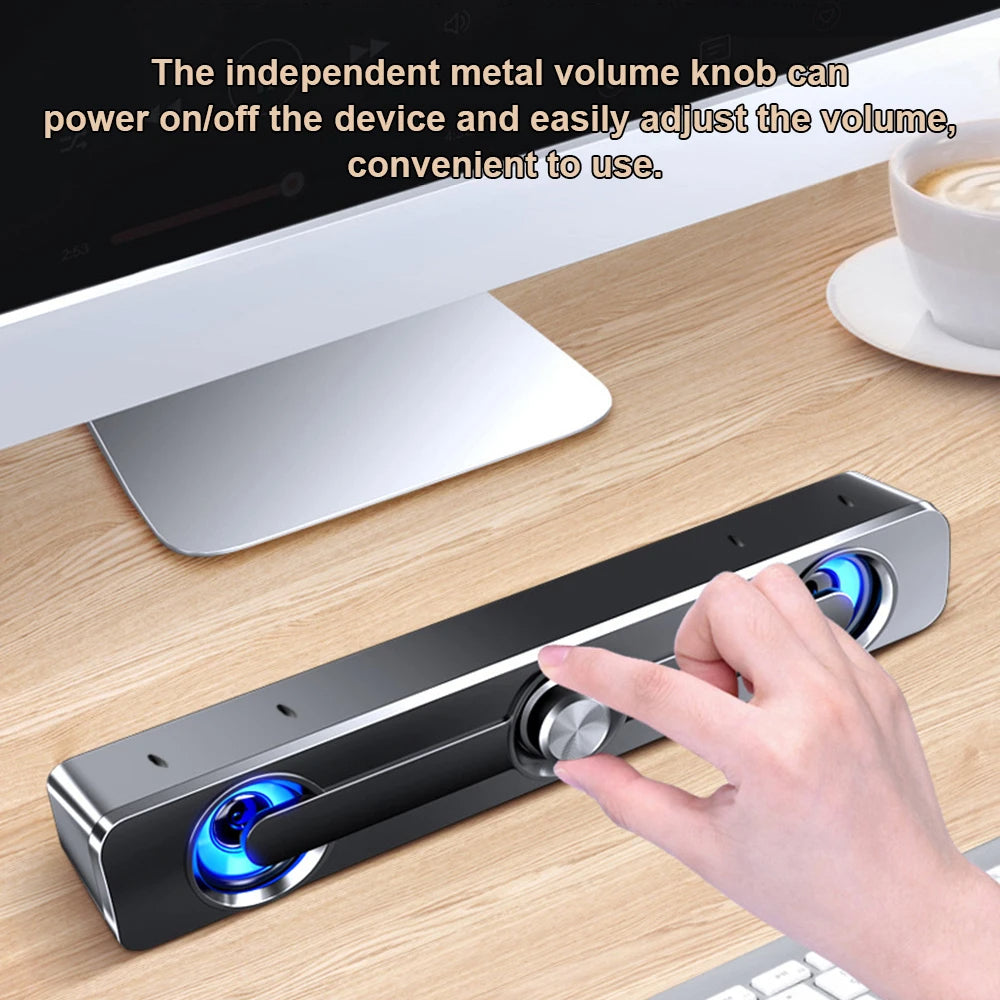 Compact LED Computer Soundbar Speaker With USB