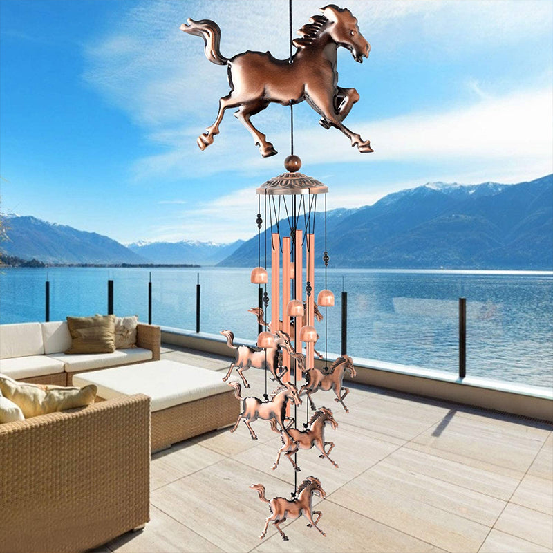 Vintage Bronze Horse Outdoor Windchime