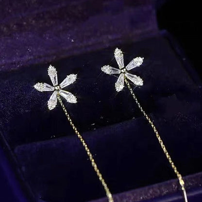 Sparkling Diamond Floral Earrings