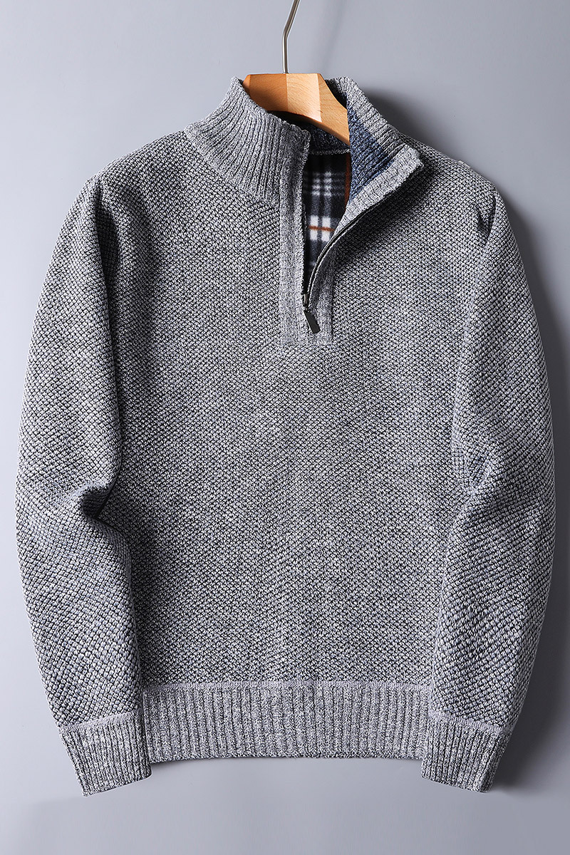 Cozy Mens Sweater - Half Zip, Wool Mix, Everyday Wear