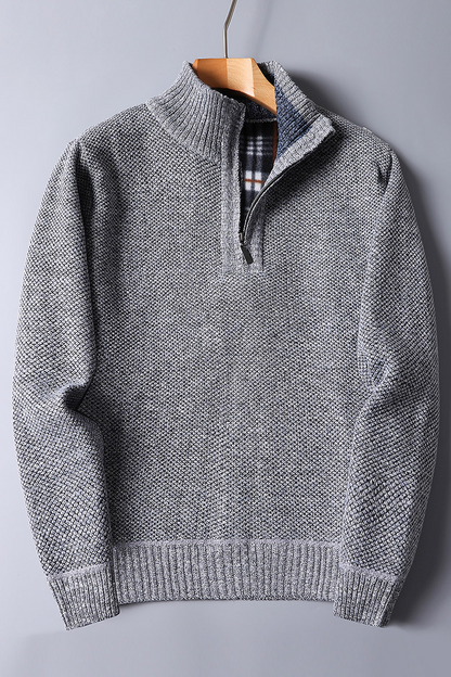 Cozy Mens Sweater - Half Zip, Wool Mix, Everyday Wear