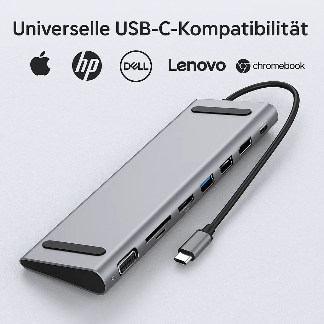 Compact USB-C Laptop Adapter with HDMI and Ethernet